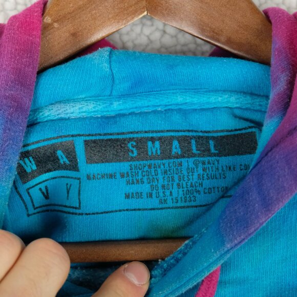 Vintage Hoodie Womens Small Tie Dye Psychedelic Hippie Sweatshirt Hooded Y2K - Picture 7 of 7